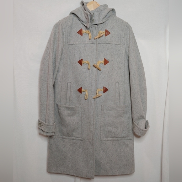 J. Crew Melton Wool Blend Melton Toggle Duffle Coat Jacket Light Gray C8555 4 - Picture 2 of 16